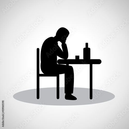 Drunk Man Icon - Isolated On Gray Background - Vector Illustration, Graphic Design. Drunkenness Concept
