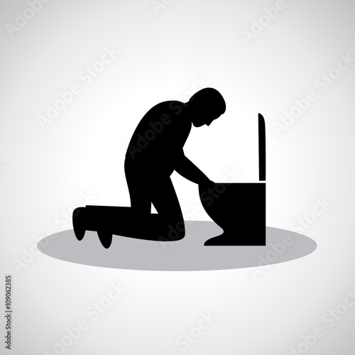 Drunk Man Icon - Isolated On Gray Background - Vector Illustration, Graphic Design. Drunkenness Concept