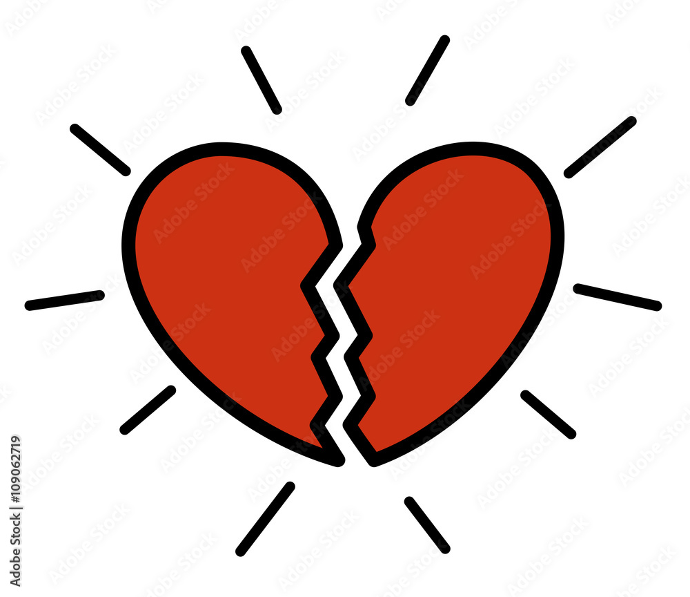cute cartoon red broken heart isolated on white background vector illustration cute cartoon red broken heart isolated on white background vector illustration