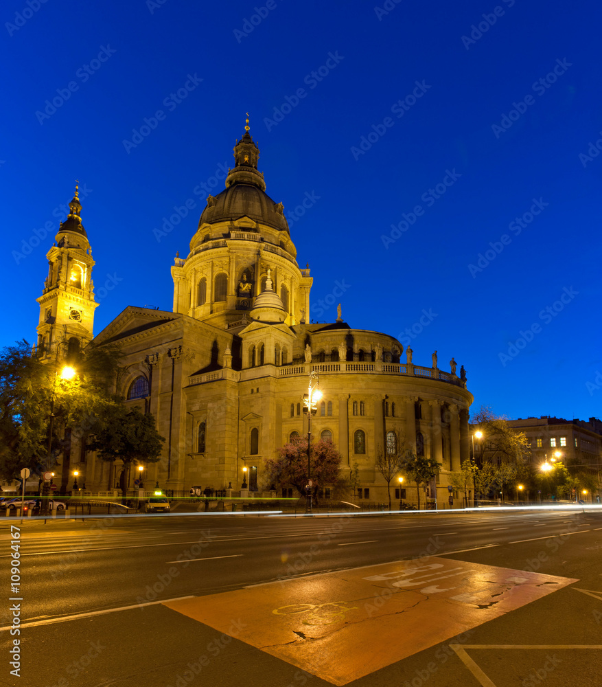 St. Stephen's Basilica in the evening, Budapest, Hungary