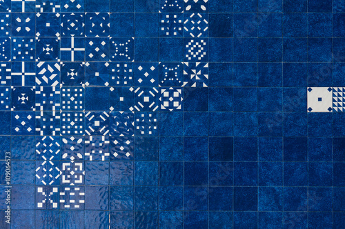 Blue azulejos on the building's exterior