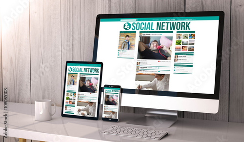 devices responsive on workspace social network online photo