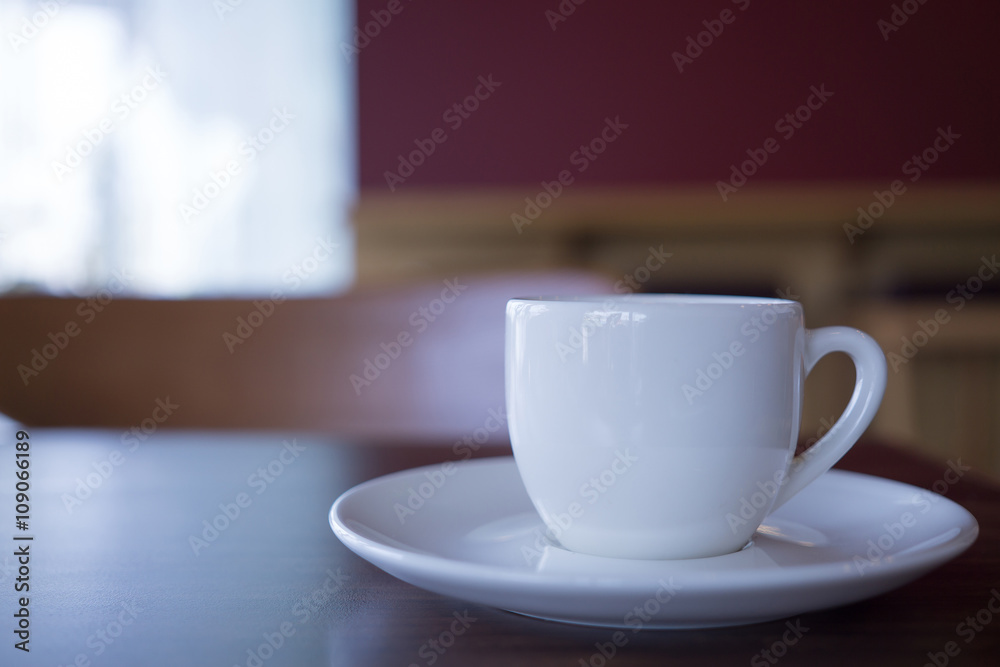 Cup of hot coffee put on the table Cup of hot coffee put on the table