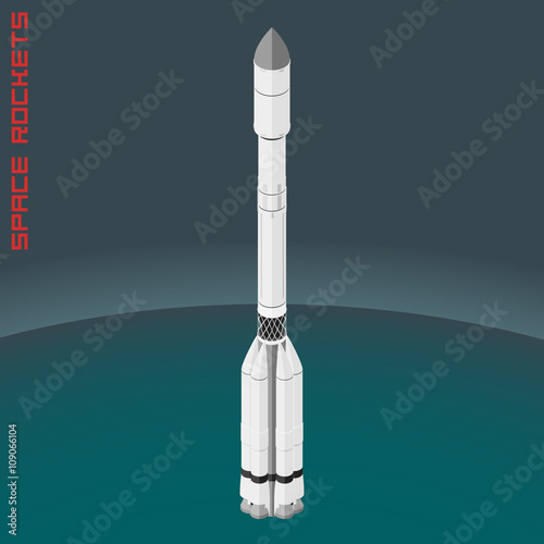 Isometric illustration russian space rocket proton