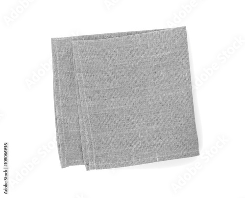 Kitchen towel or napkin isolated on white, top view