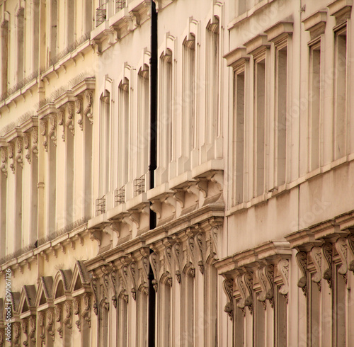 Facade of a classic building in the downtown of London, United Kingdom