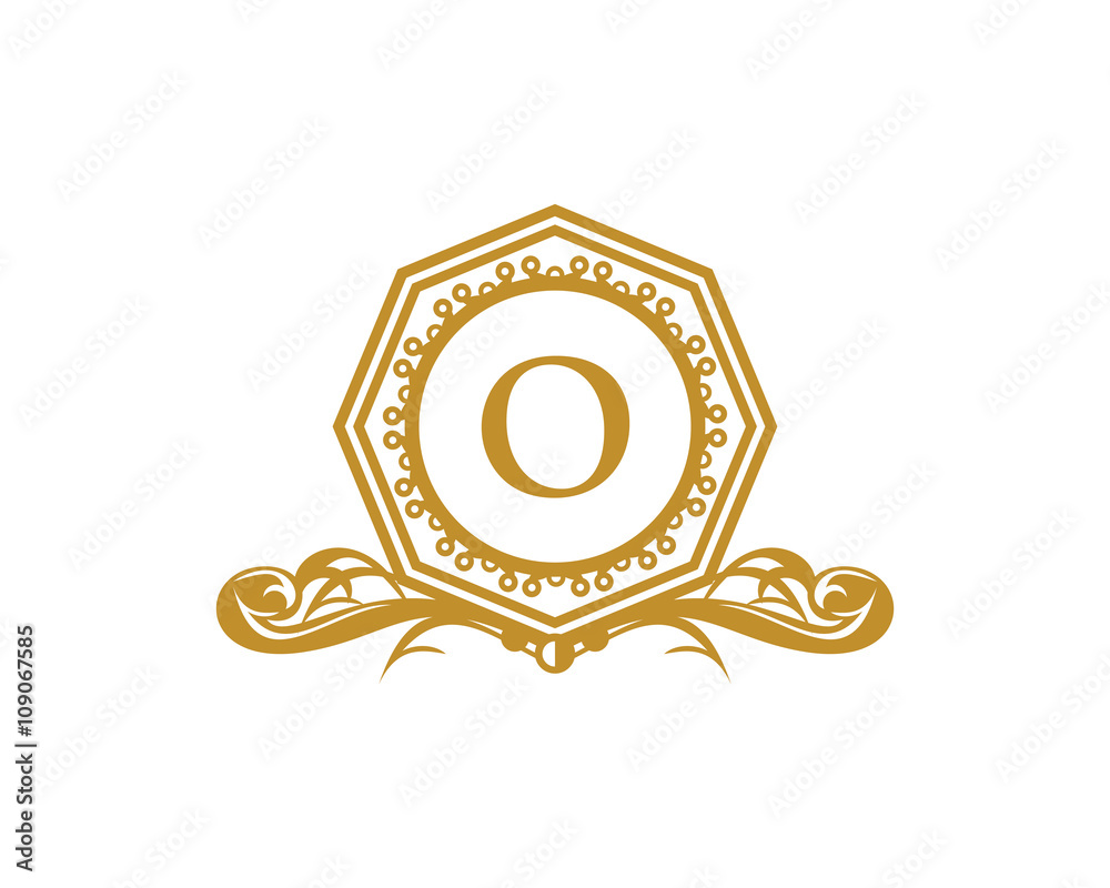 Naklejka premium Royal Hexagon Letter O Logo