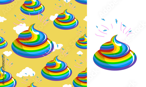 Shit Unicorn pattern. Turd rainbow colors. Kal rainbow fantastic