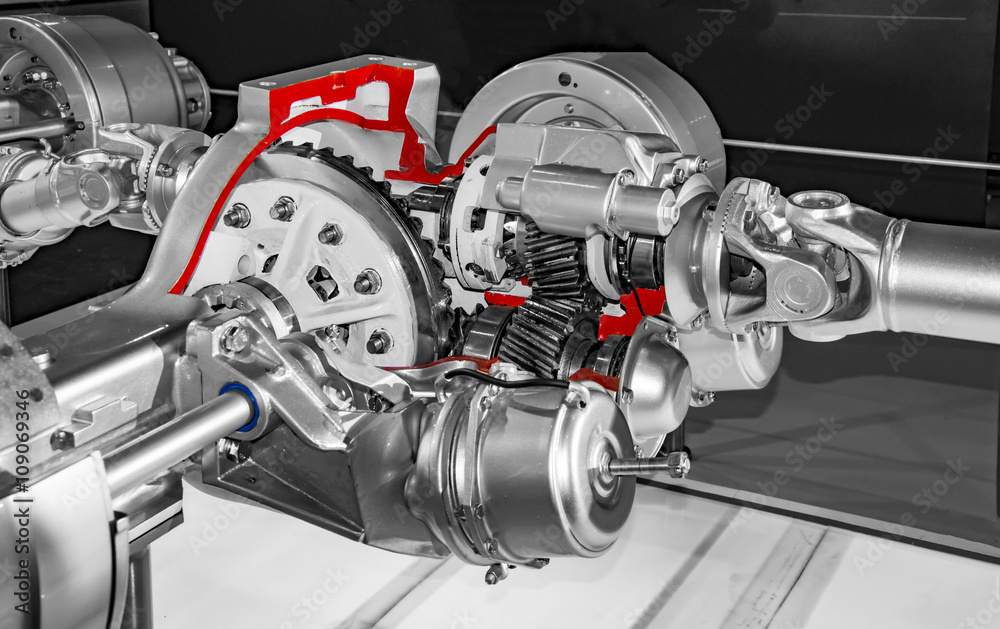 Fototapeta premium Shiny truck engine with axel