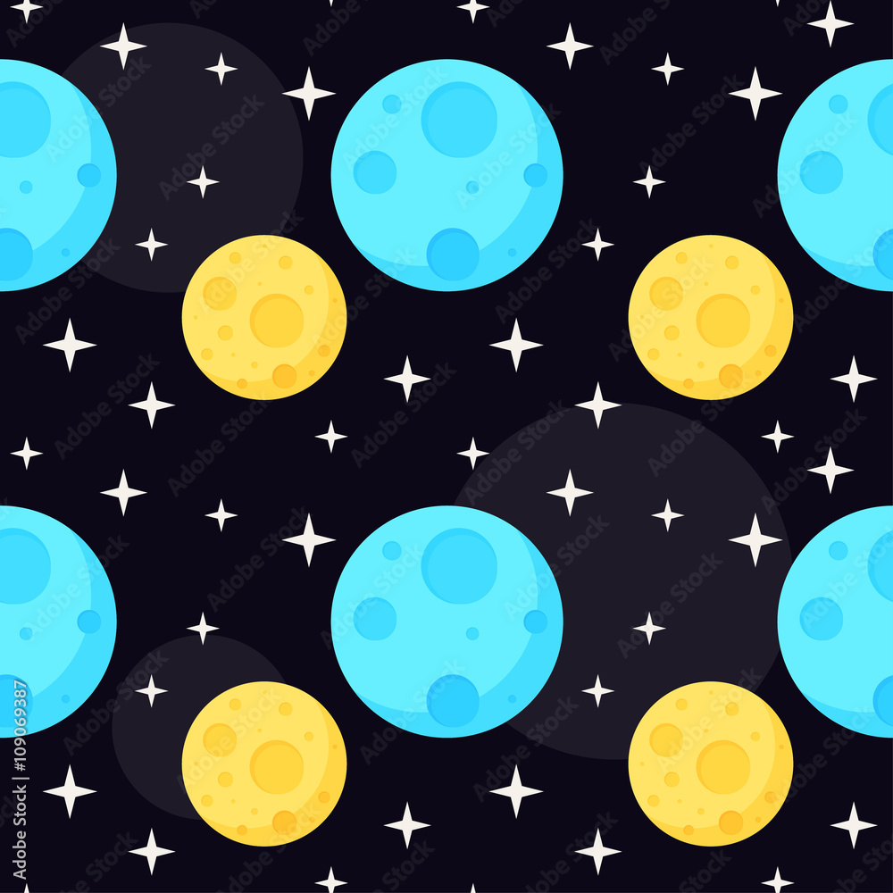 Cosmic seamless pattern background. Planets in open space. Cosmic seamless pattern background. Planets in open space.