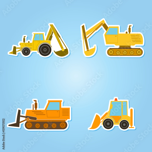 color icon set with construction machines for your design