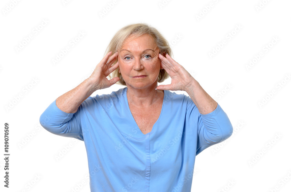 Attractive elderly lady suffering from a headache Attractive elderly lady suffering from a headache