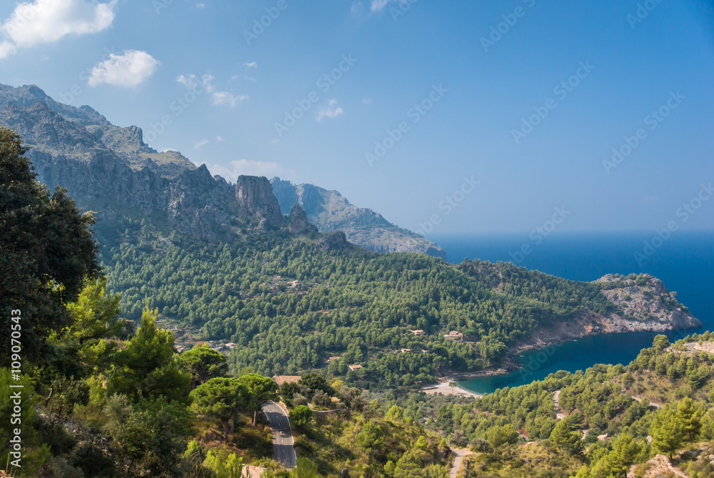 Panoramic view of Cala Tuent. Mallorca.