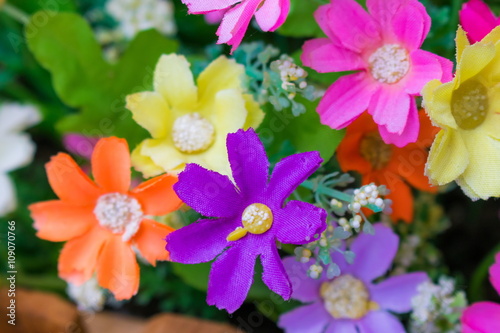 Colorful artificial flowers
