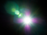 Lens flare of strong light source in the dark