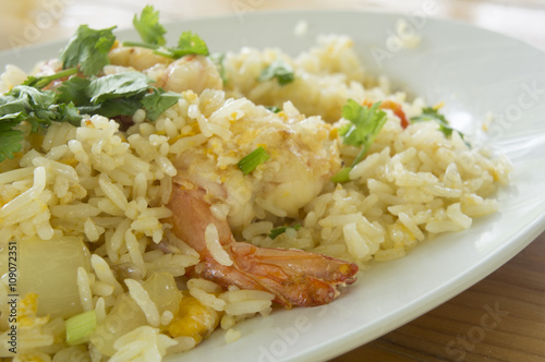 shrimp prawn fried rice cucumber plate