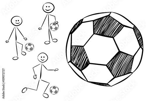 Strichmännchen spielen Fußball