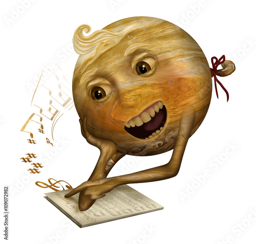 Fototapeta Naklejka Na Ścianę i Meble -  Jupiter learning to sing / This Jupiter learning to sing. Yes it will be much better if we all start to sing like Jupiter on our design.