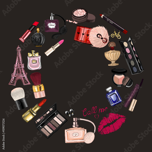 Hand drawn images Cosmetics and Perfume