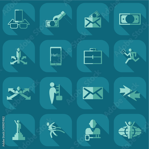 Collection set of flat icons business theme