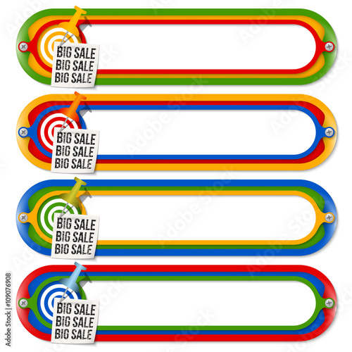 Four colored frames for any text with big sale icon