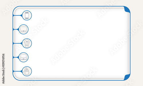 Blue simple box to fill your text and different icons