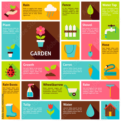 Flat Design Vector Icons Infographic Garden Nature Concept
