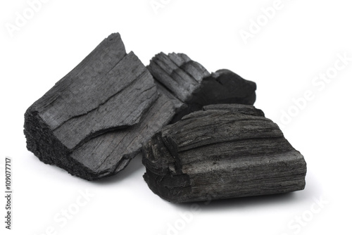 Fotografie Three pieces of charcoal