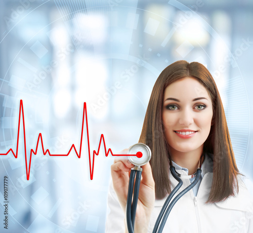 Young beautiful doctor with...