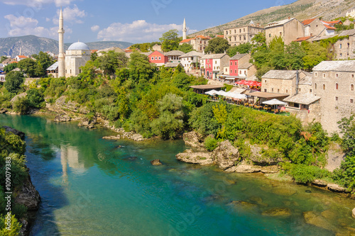 Mostar Neretva river Koski Mehmed Pasha mosque