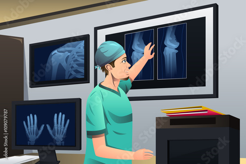 Doctor Looking at X-ray