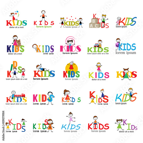 Children Icons Set - Isolated On White Background, Vector Illustration,Graphic Design. Fun Concept