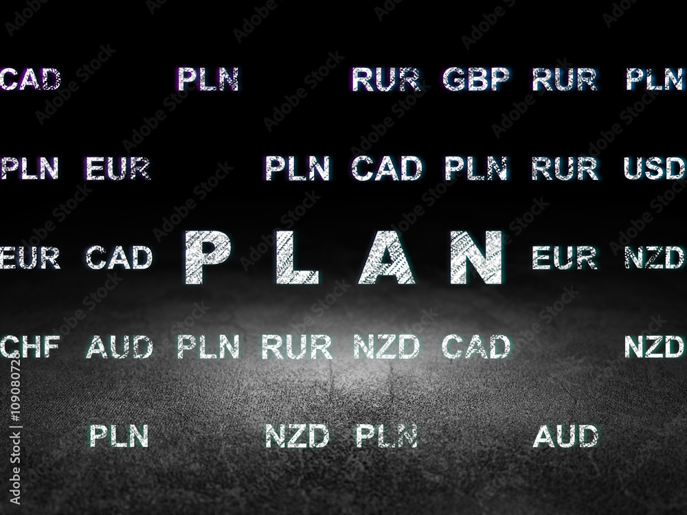 Business concept: Plan in grunge dark room Business concept: Plan in grunge dark room