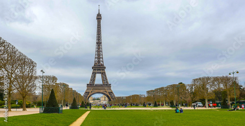 Eiffel Tower on Champ de Mars in Paris France © FreeProd