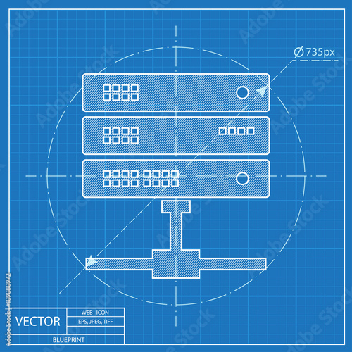 blueprint icon of computer server