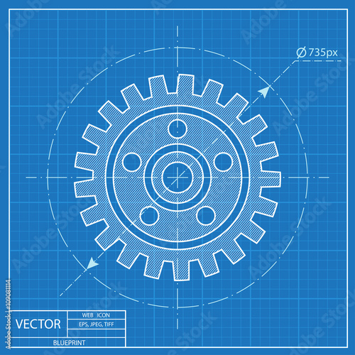 blueprint icon of gear
