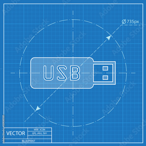 blueprint icon of usb stick