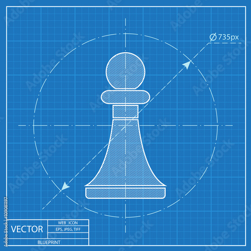 blueprint icon of chess pawn