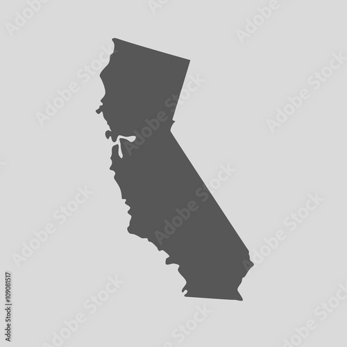 Black map state California - vector illustration.