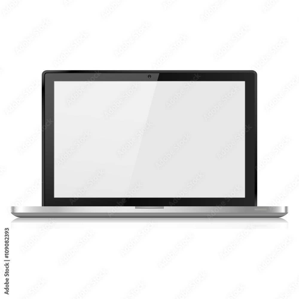Laptop realistic with shadow isolated on a gray background, vector illustration for adaptive web design Laptop realistic with shadow isolated on a gray background, vector illustration for adaptive web design