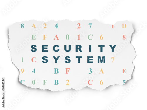 Safety concept: Security System on Torn Paper background