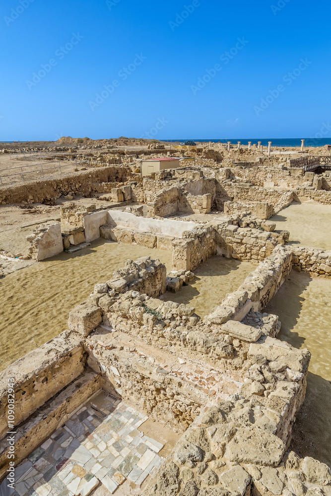Paphos archeological park landscape in sunny day, Cyprus.