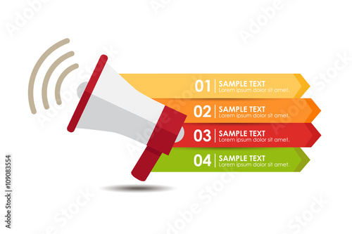 Megaphone banner infographic. Broadcasting concept. Vector illustration