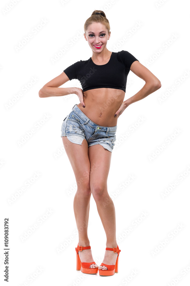 full-length portrait of sexy young blond woman isolated on white full-length portrait of sexy young blond woman isolated on white