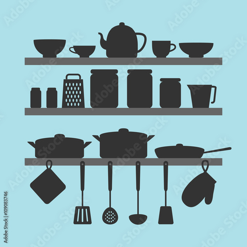 Vector silhouette of kitchen tools