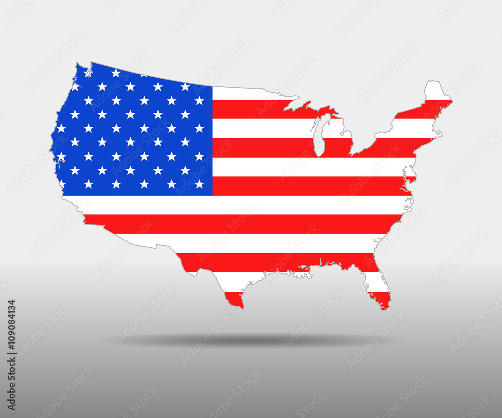 America Flag map - vector illustration. America Flag map - vector illustration.