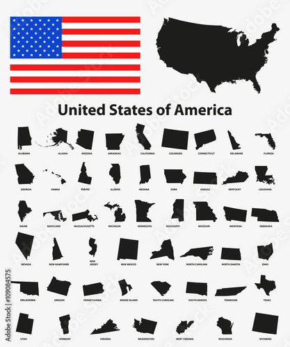 USA states and map- vector illustration.