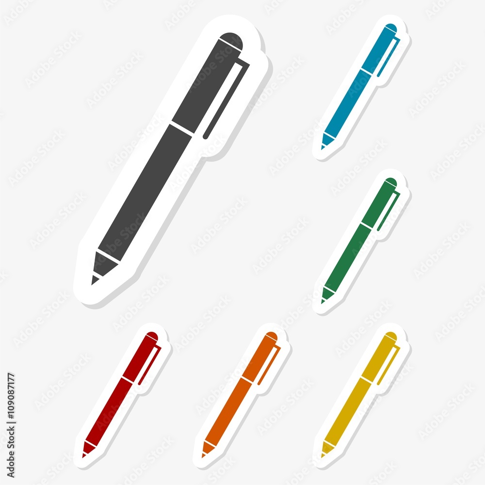 Multicolored paper stickers - Pencil icon Multicolored paper stickers - Pencil icon