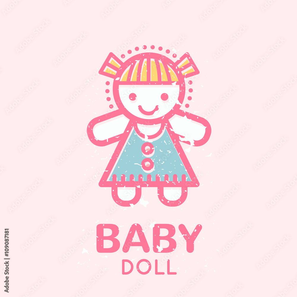 Babyish emblem with a doll