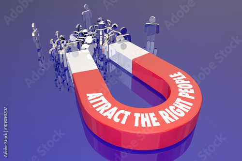 Εκτύπωση καμβά Attract Right People Magnet Words Candidates Pulling Qualified A